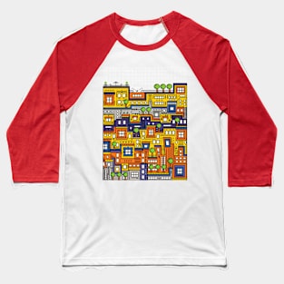 Cute City Illustration Baseball T-Shirt